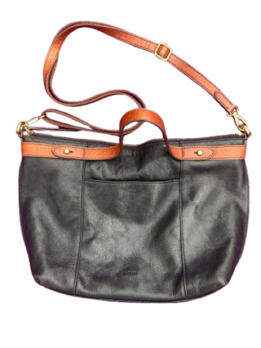 Fossil Sadie Satchel Women’s Black Leather purse with Brown Trim - Picture 2 of 9